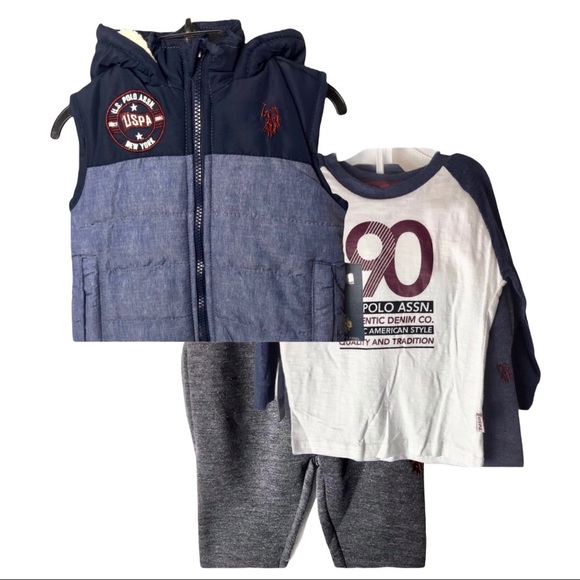NWT Boys 3 piece USPA sweat suit set - Picture 1 of 16